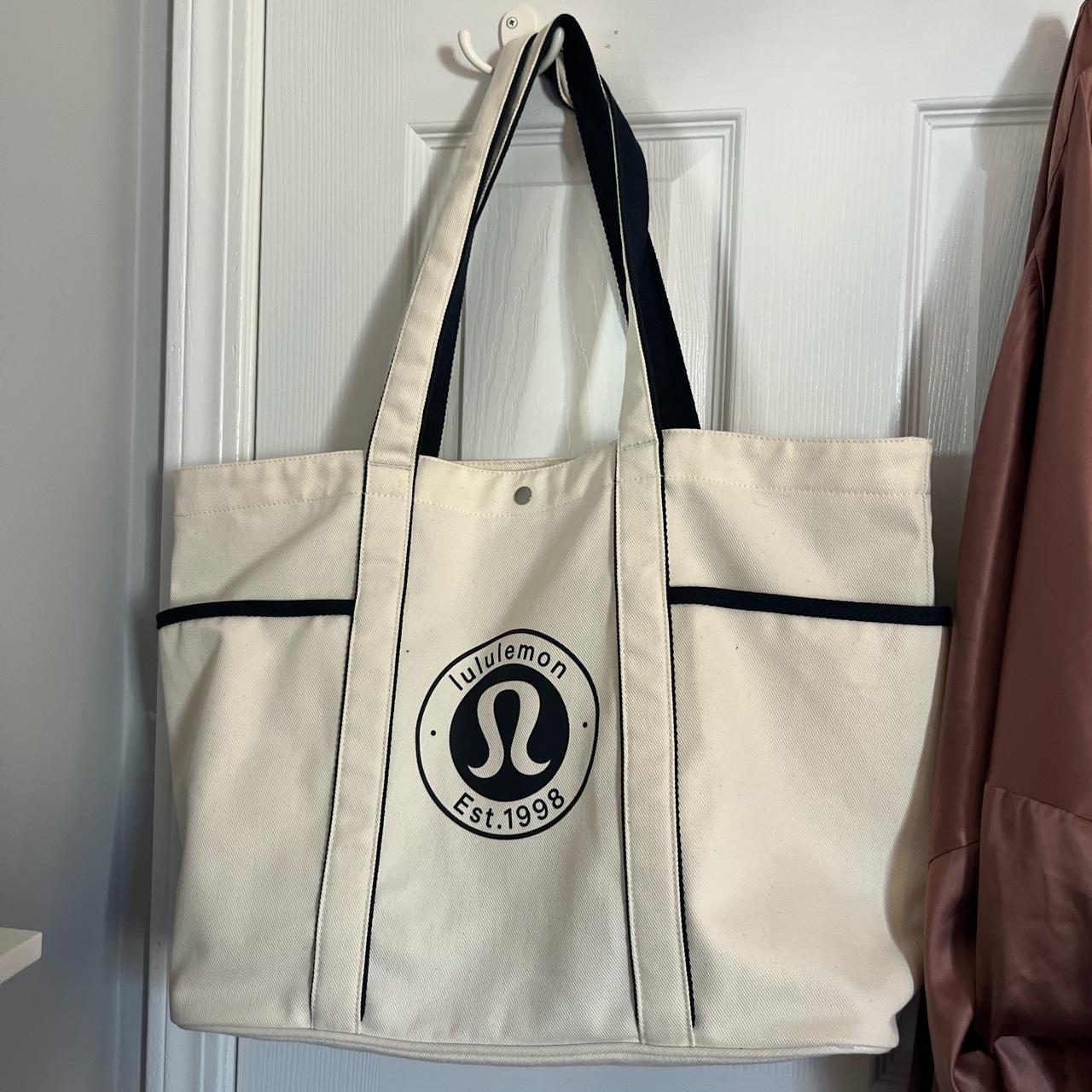 Lululemon canvas tote bag in the color navy Brand... - Depop