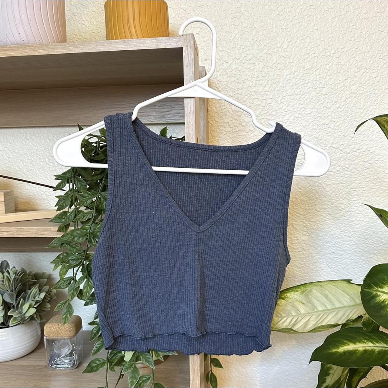 medium blue cropped tank top no tags but should be... - Depop