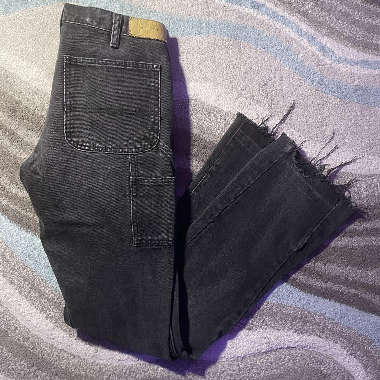 MNML black flared distressed jeans Only worn a... - Depop