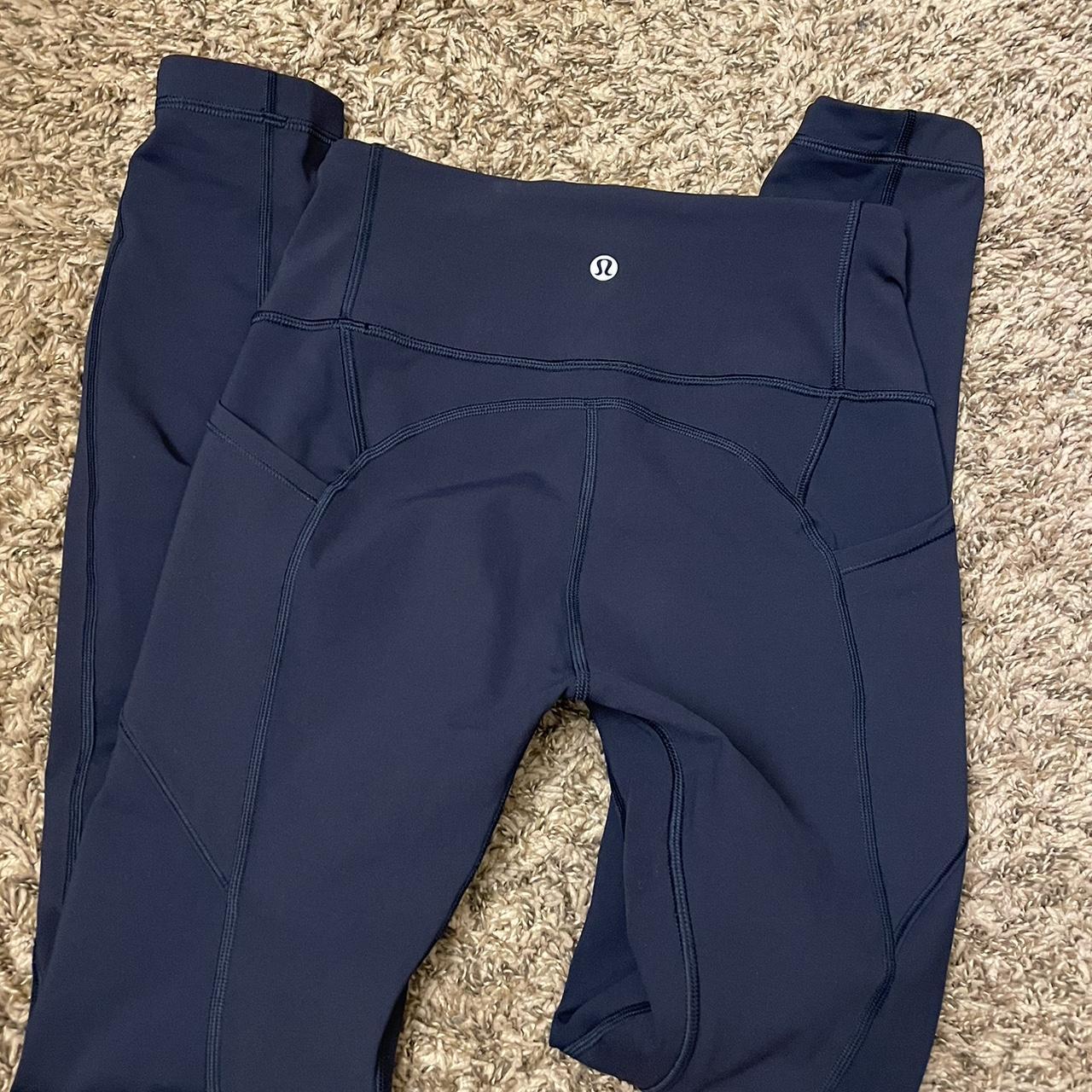 Dark blue/ navy blue fila leggings with embroidered - Depop