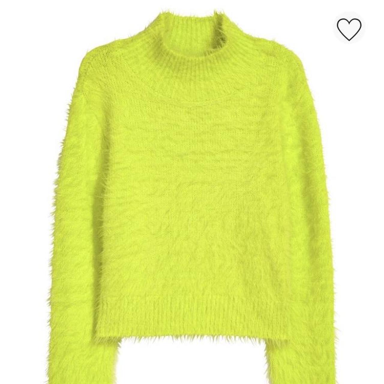 Highlighter green fuzzy sweater. Great for a fashion... Depop