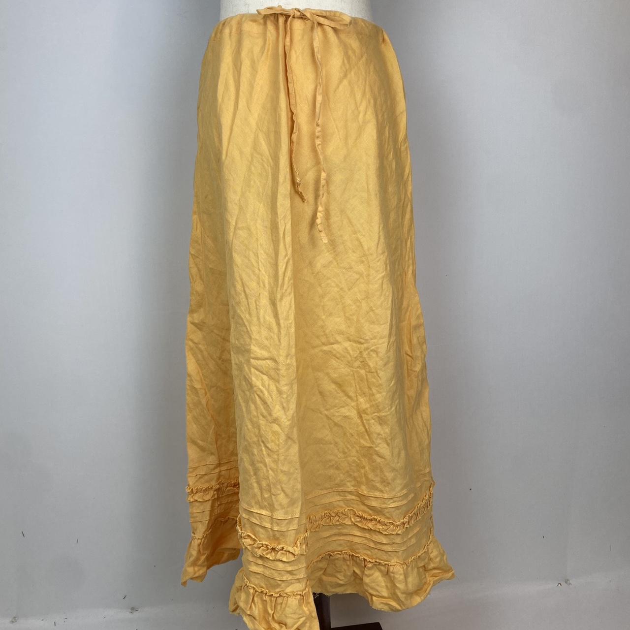 vintage linen maxi skirt with ruffle trim and Depop