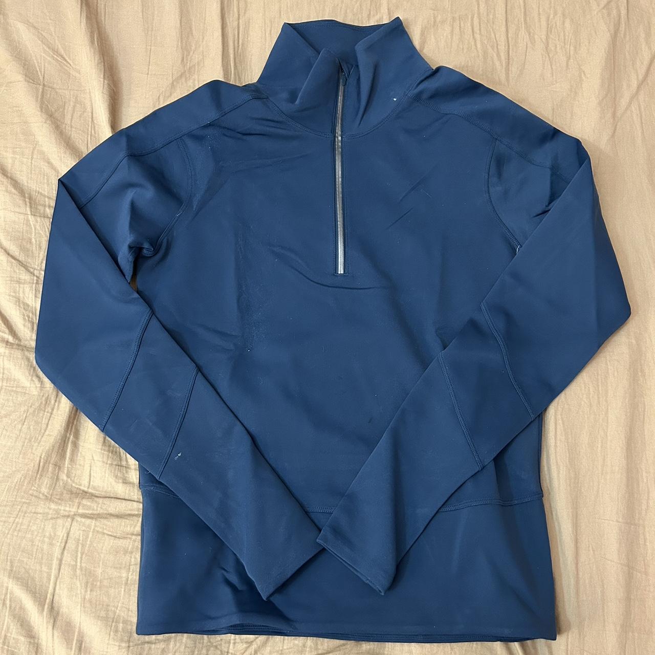 dark blue lululemon quarter zip with back... - Depop