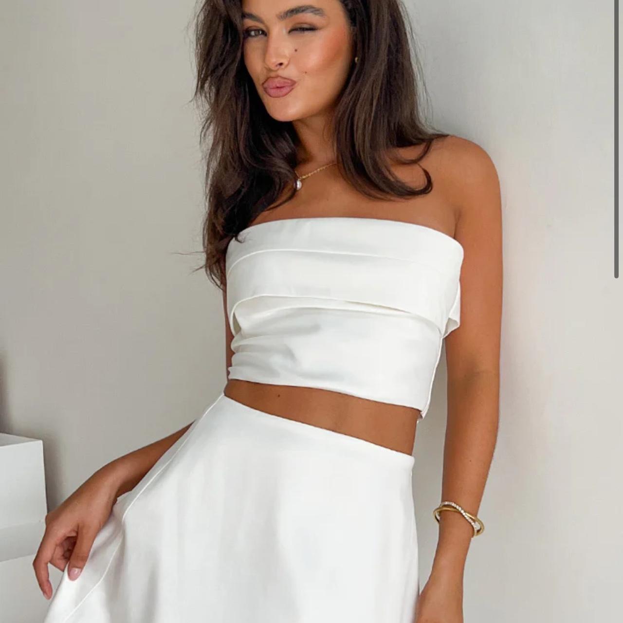 Beginning Boutique White satin corset top with