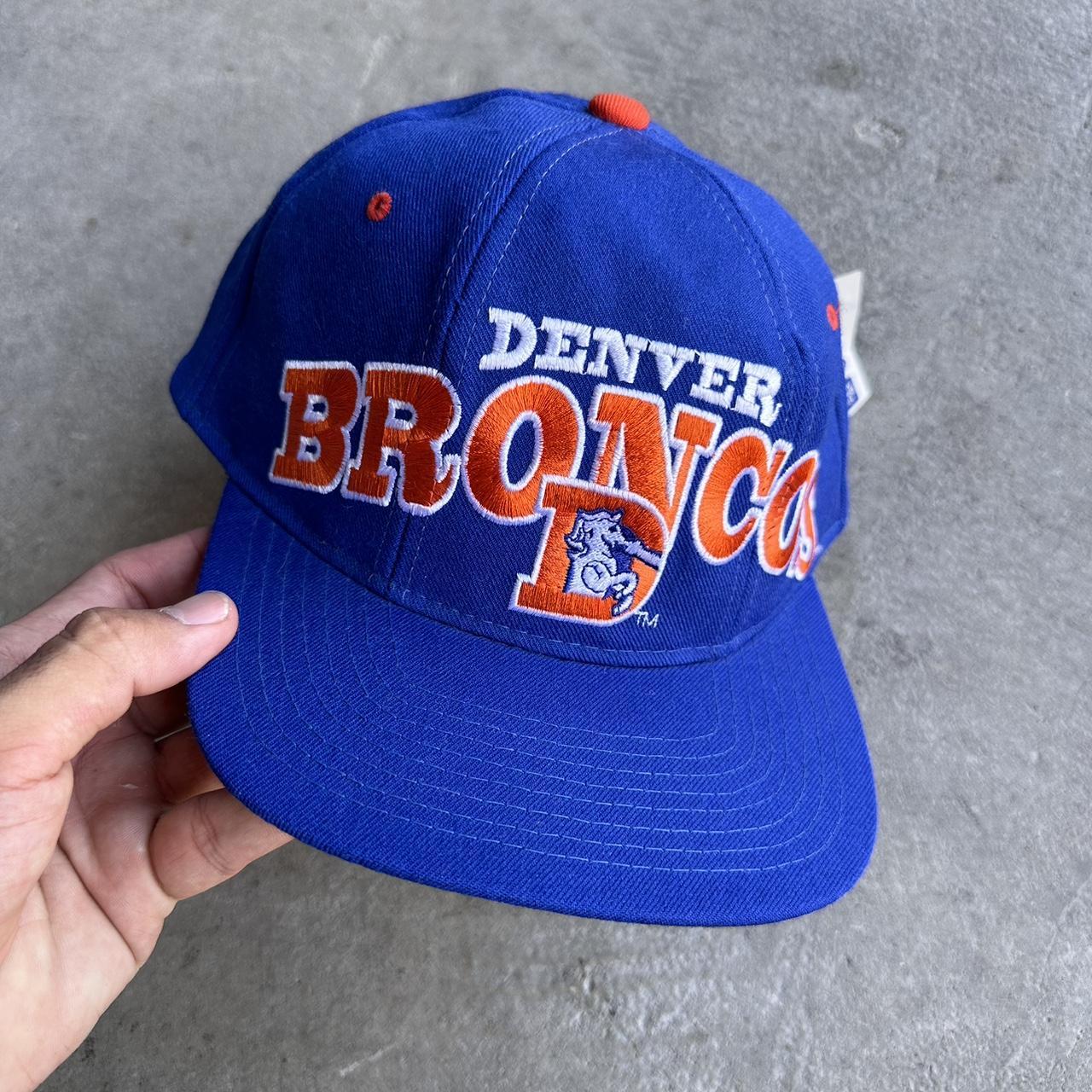 Vintage 90s Denver Broncos Snapback Hat Sports Specialties Script Cap Blue  |