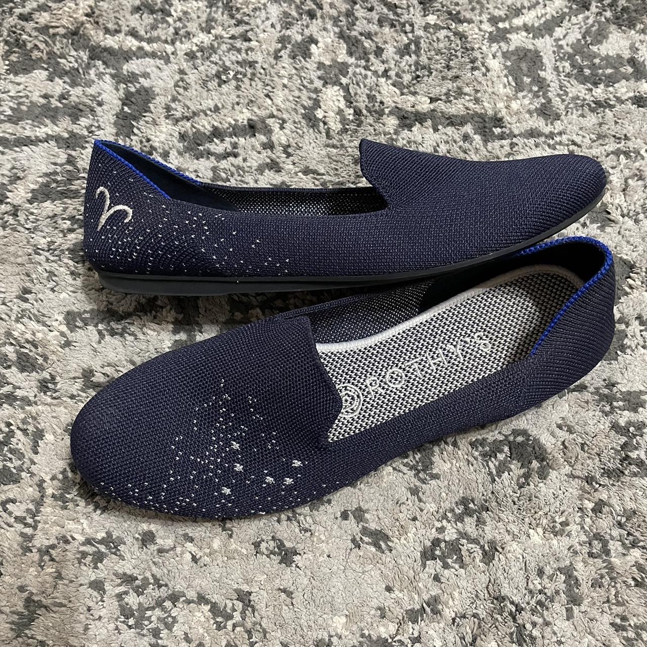 Rothy's Women's Silver and Navy Loafers | Depop