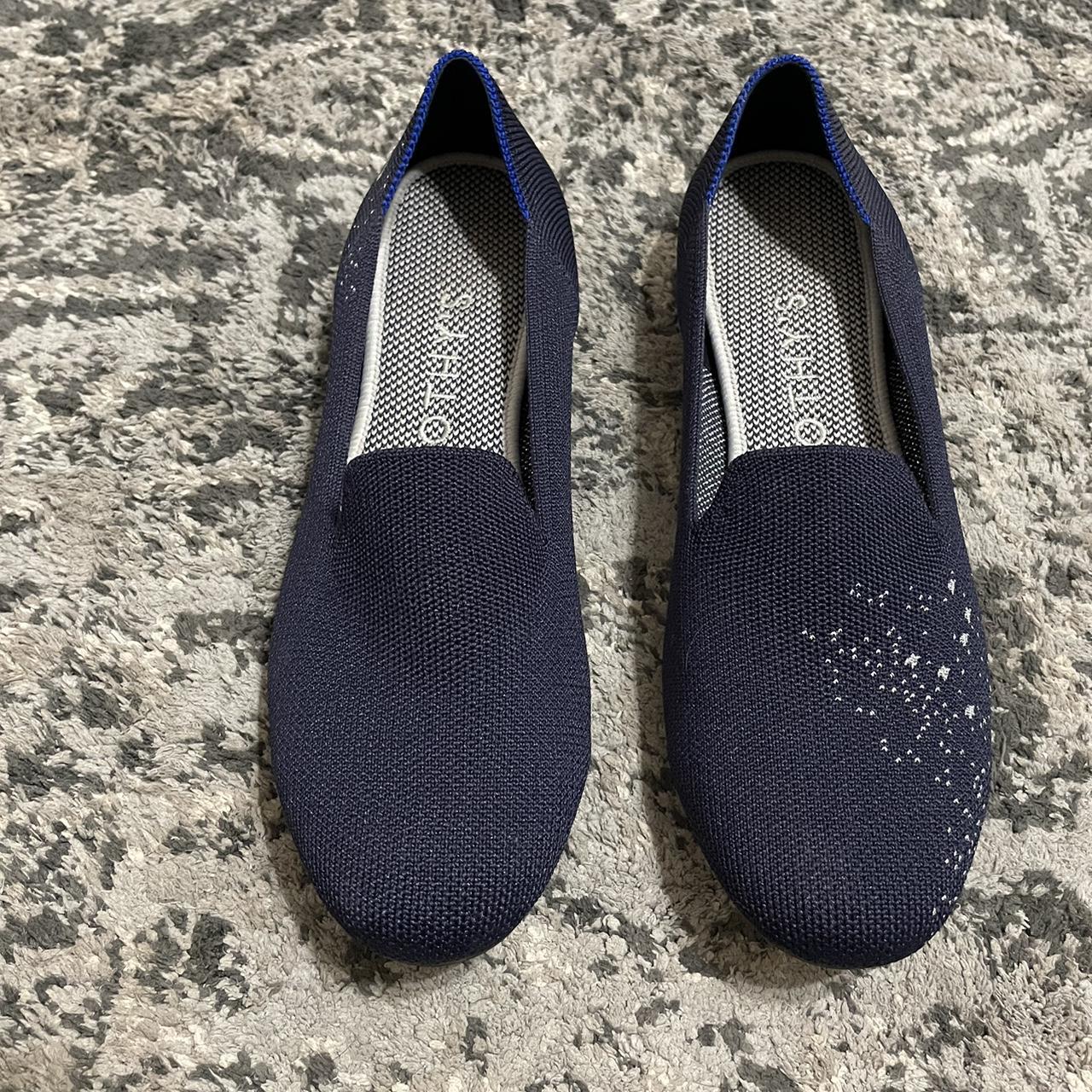 Rothy's Women's Silver and Navy Loafers | Depop