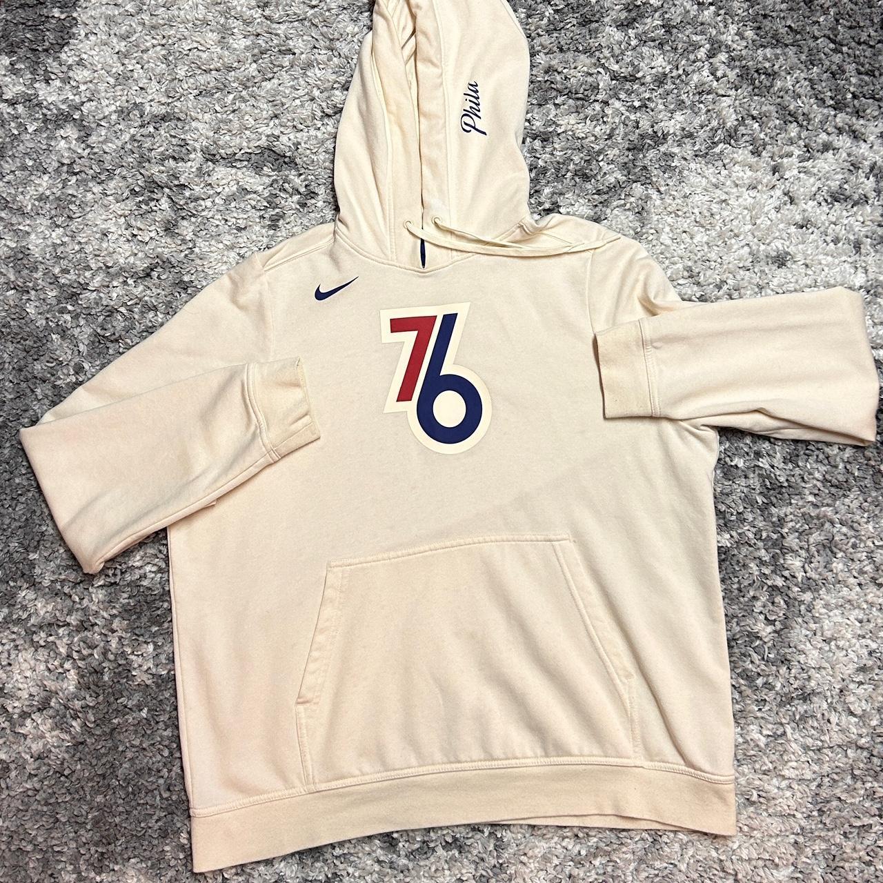 Cream colored philadelphia 76ers hoodie by. Depop