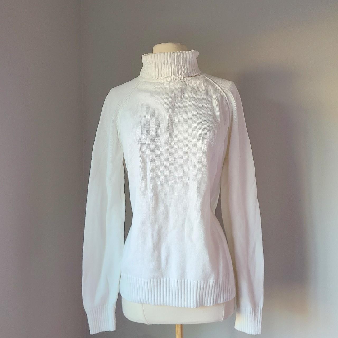 Vintage y2k White Chunky Turtleneck Sweater heavy... - Depop