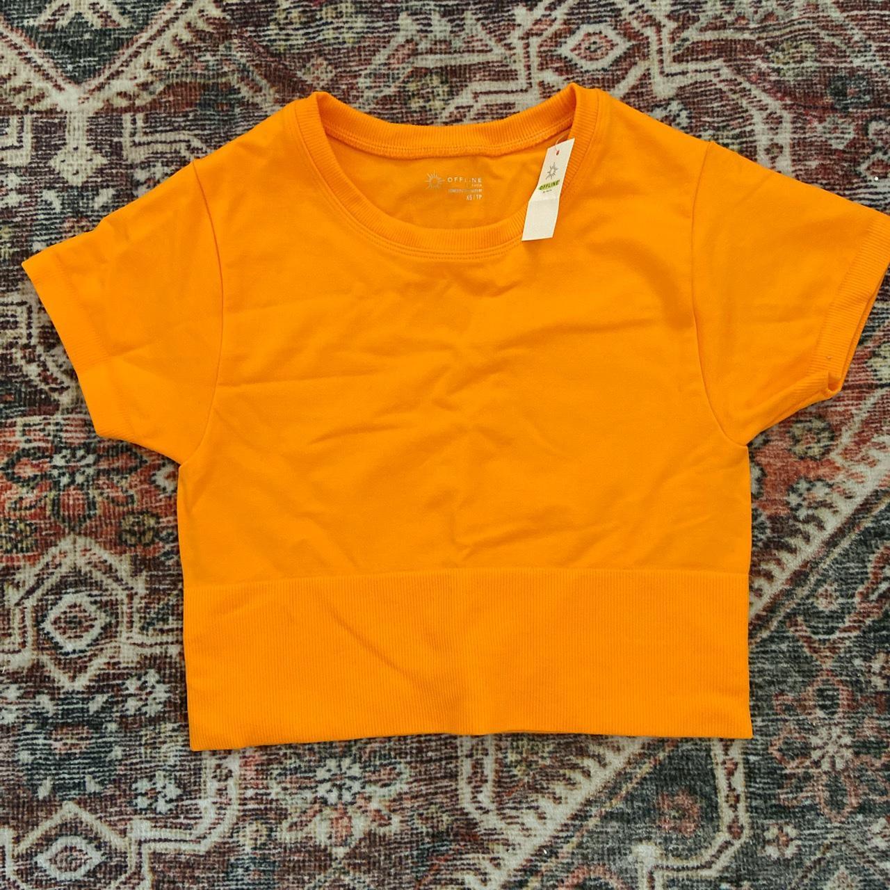 aerie cropped workout tee bright orange NWT... - Depop