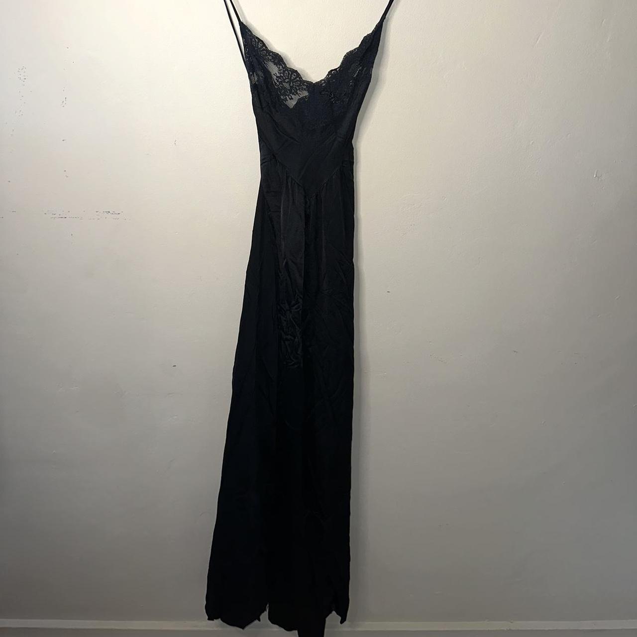 Black lace maxi dress with adjustable straps #goth... - Depop