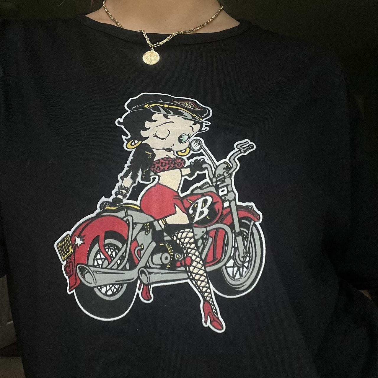 Vintage Motorcycle Betty Boop T Shirt ️ marked one... - Depop