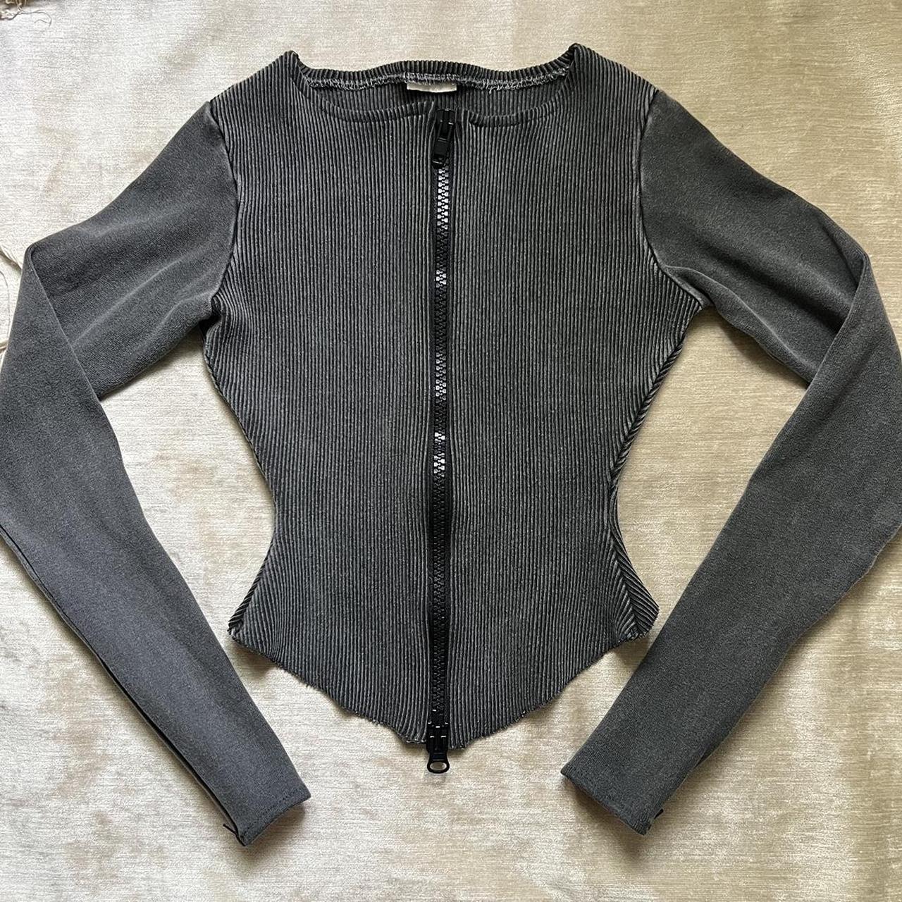 The K Label Kache ribbed zip up top in acid black,... Depop