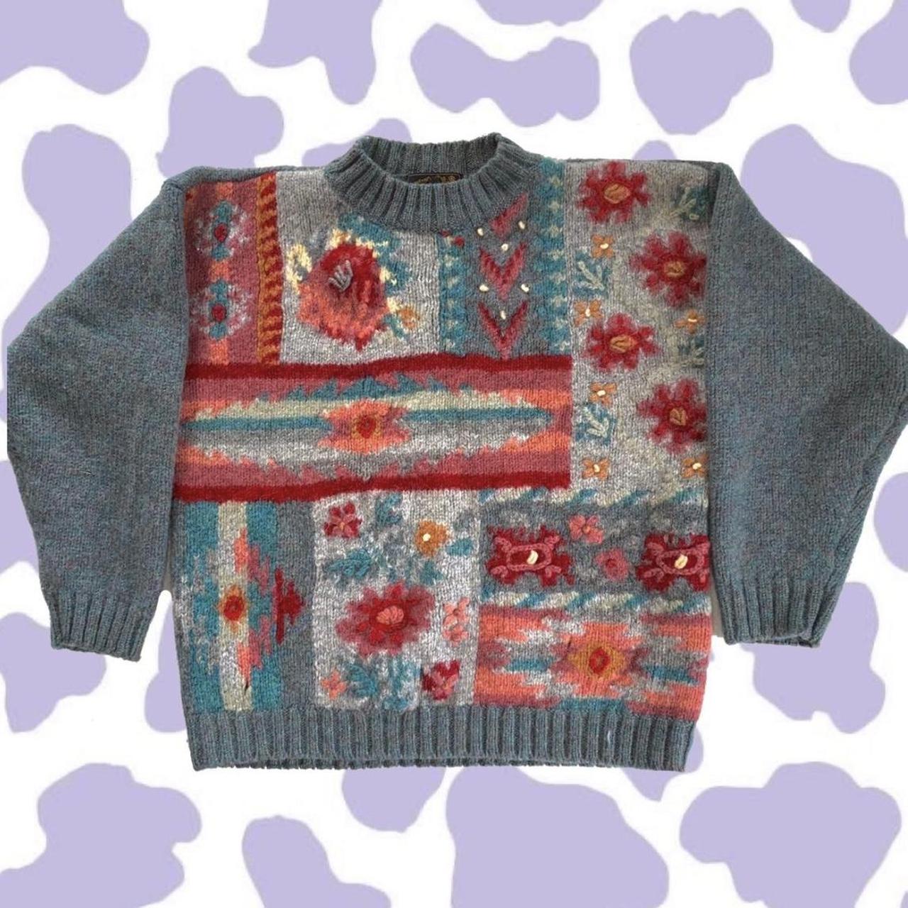 Vintage Eddie Bauer Floral Sweater. Repop! The... - Depop