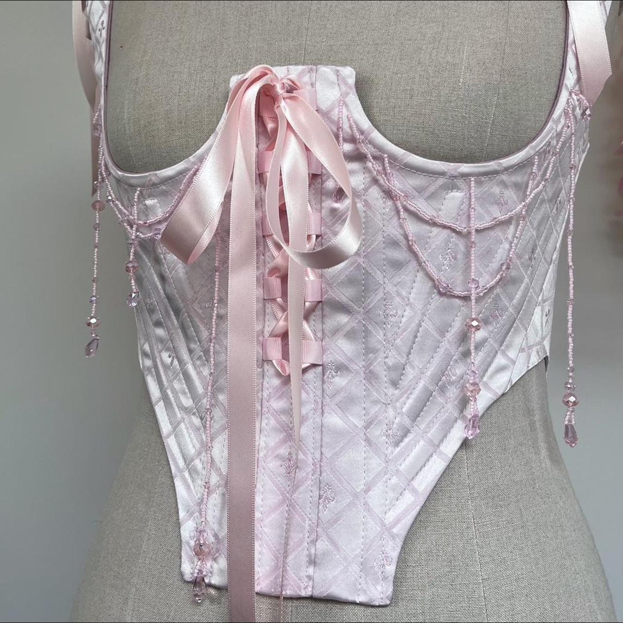Women's Pink and White Corset | Depop