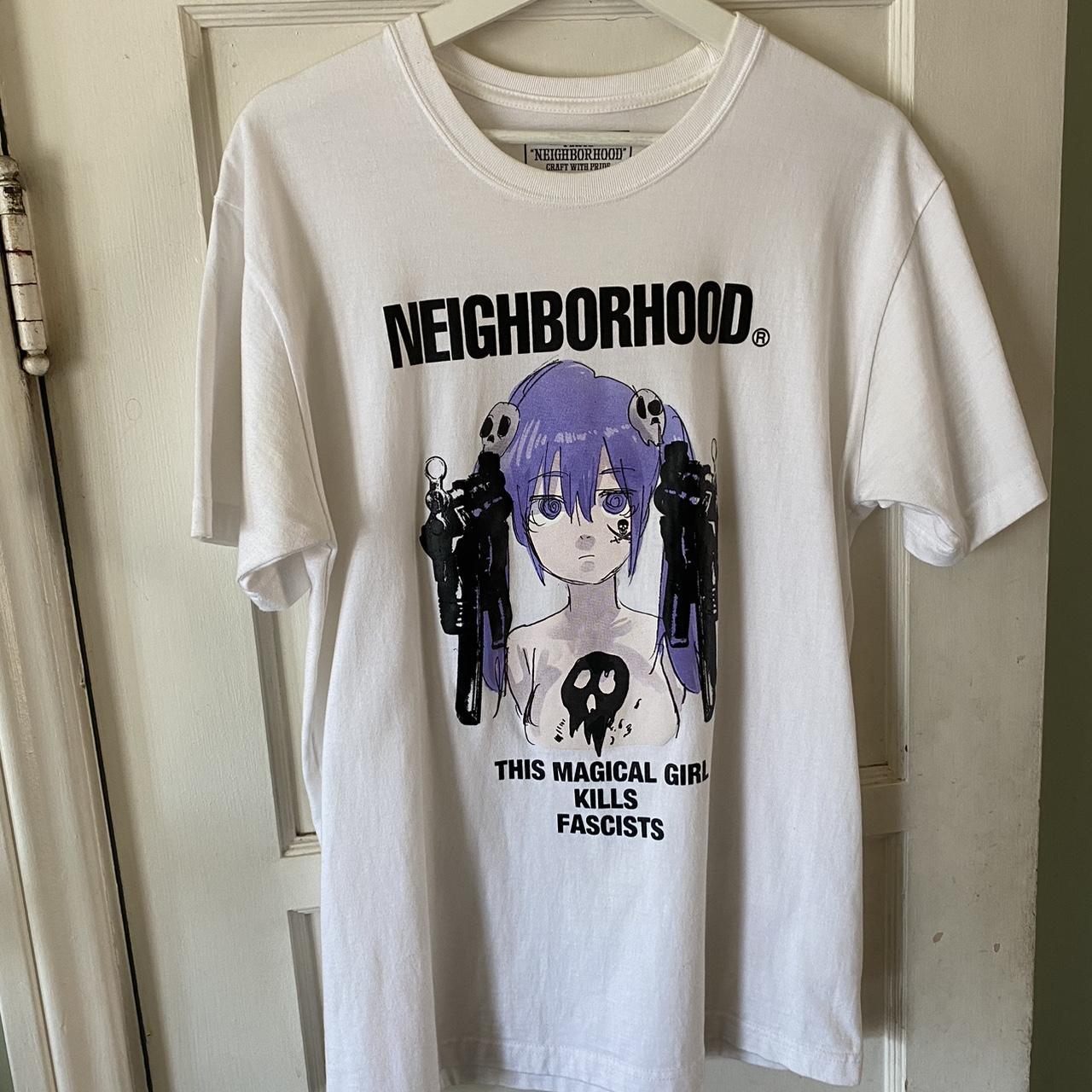 Neighborhood Men's White and Purple T-shirt