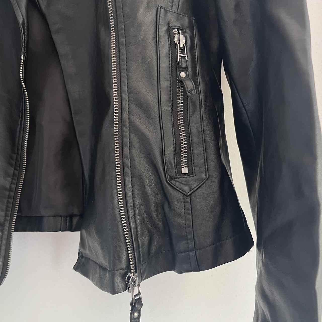 Max studio black leather jacket sale