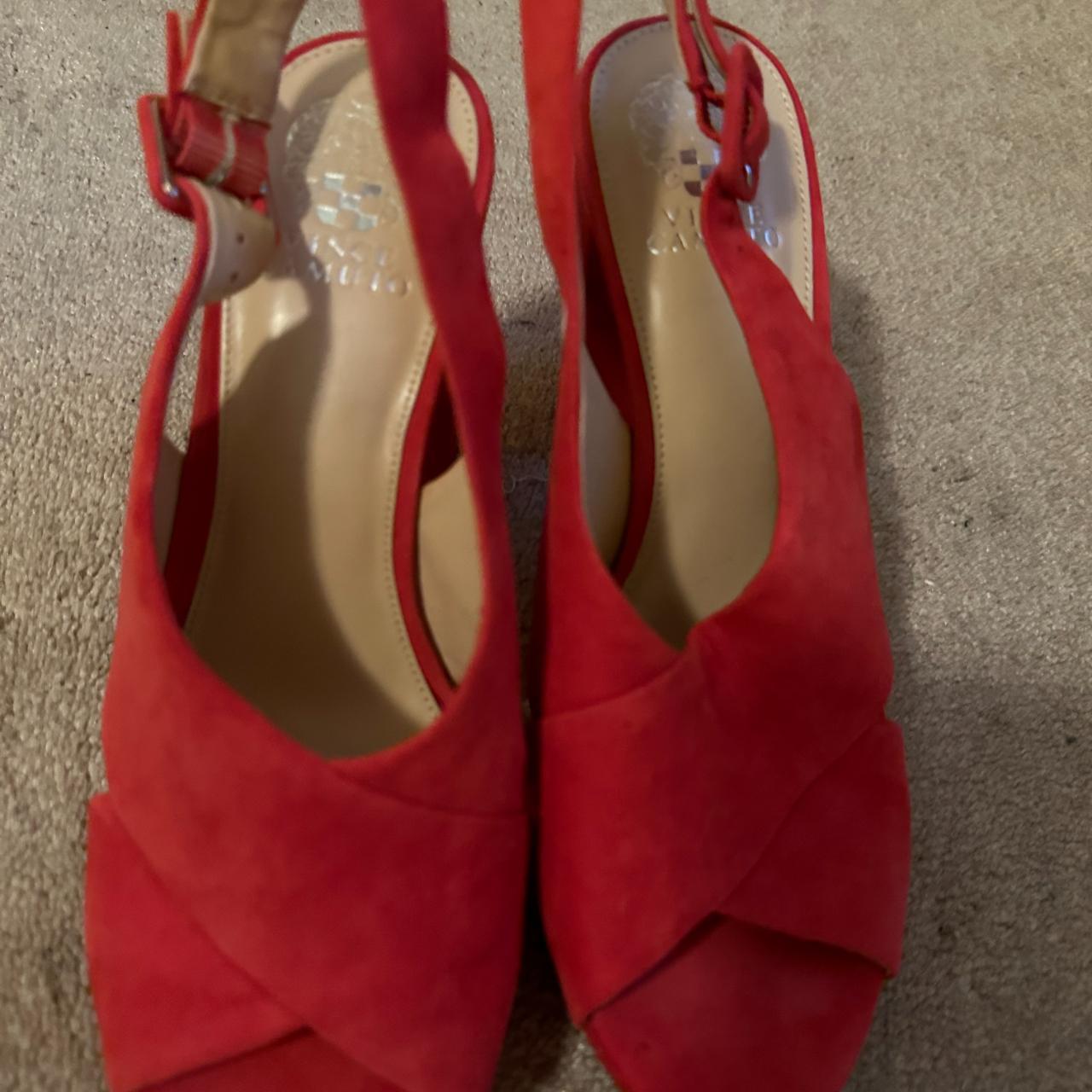 Vince Camuto Red Suede Platform Sandals, size 10,... - Depop