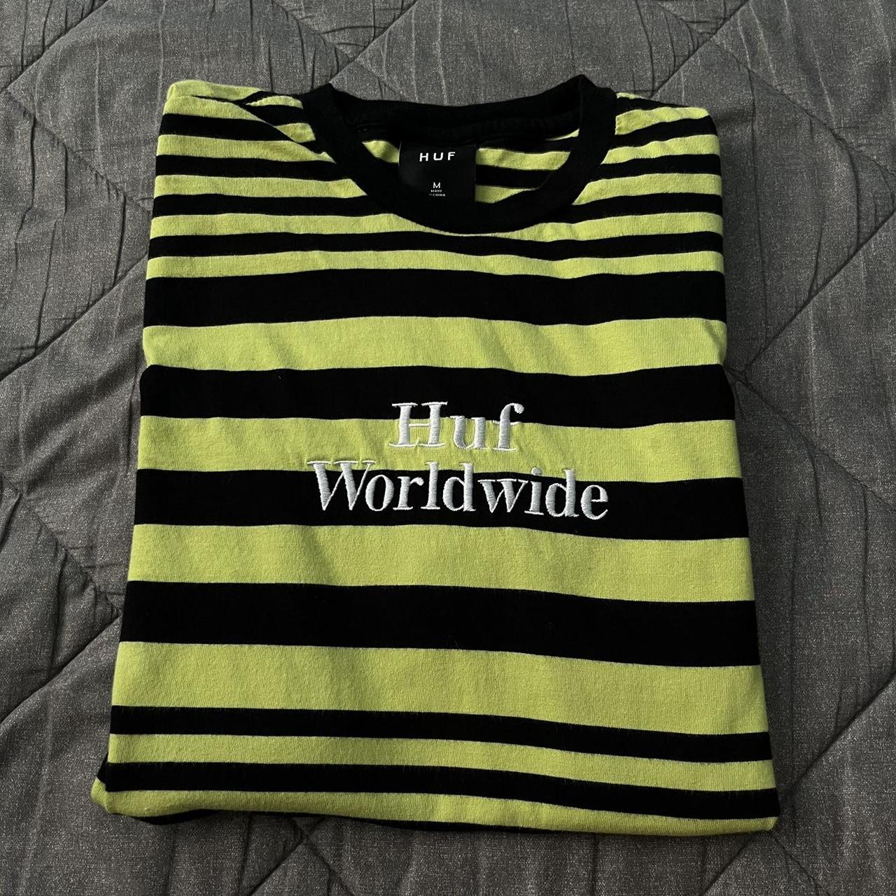 huf worldwide striped shirt green