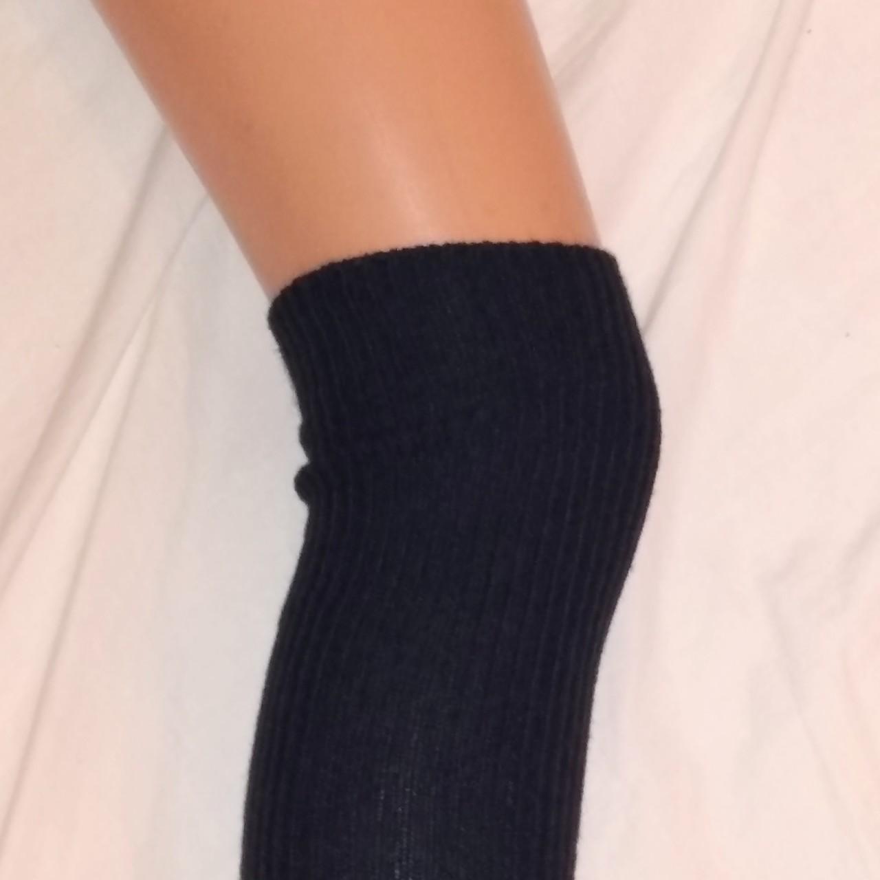 Navy blue knee socks. Ribbed with shaped feet. Foot... Depop