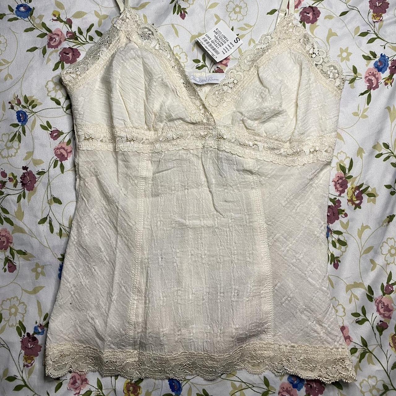 Charlotte Russe Women's Cream and White Vest | Depop