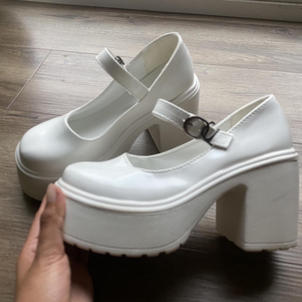 platform white mary janes