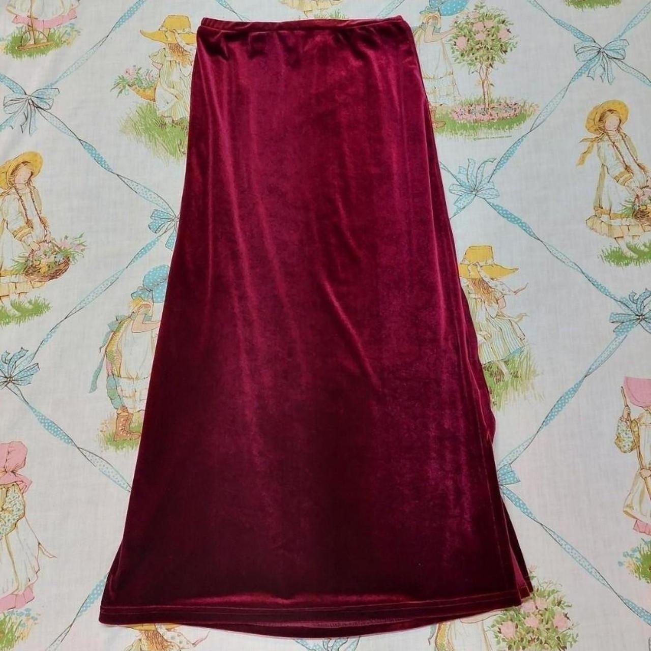 Y2k Impressions Velvet Maxi Skirt Side Slit at the... - Depop