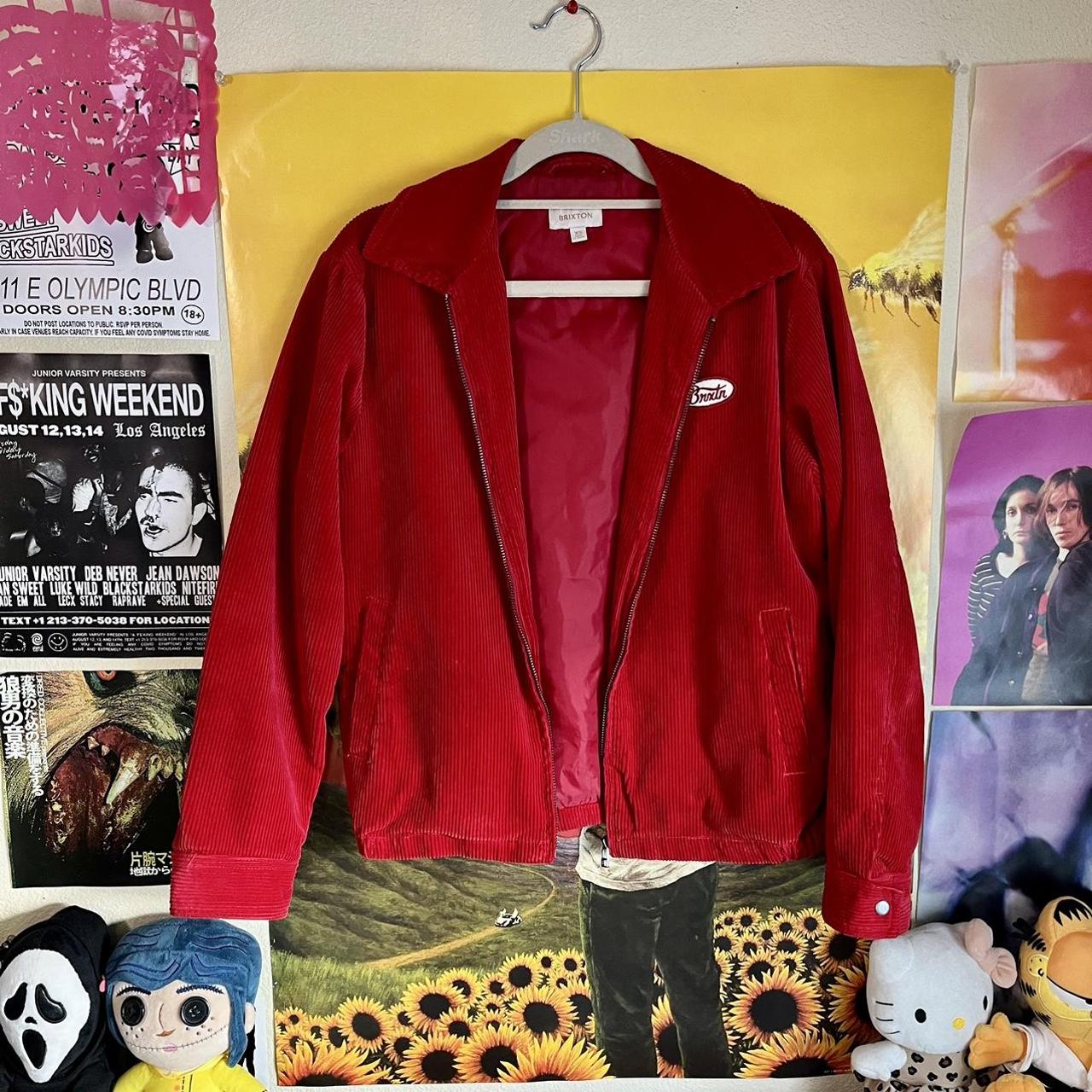 Brixton Men's Red and White Jacket Depop