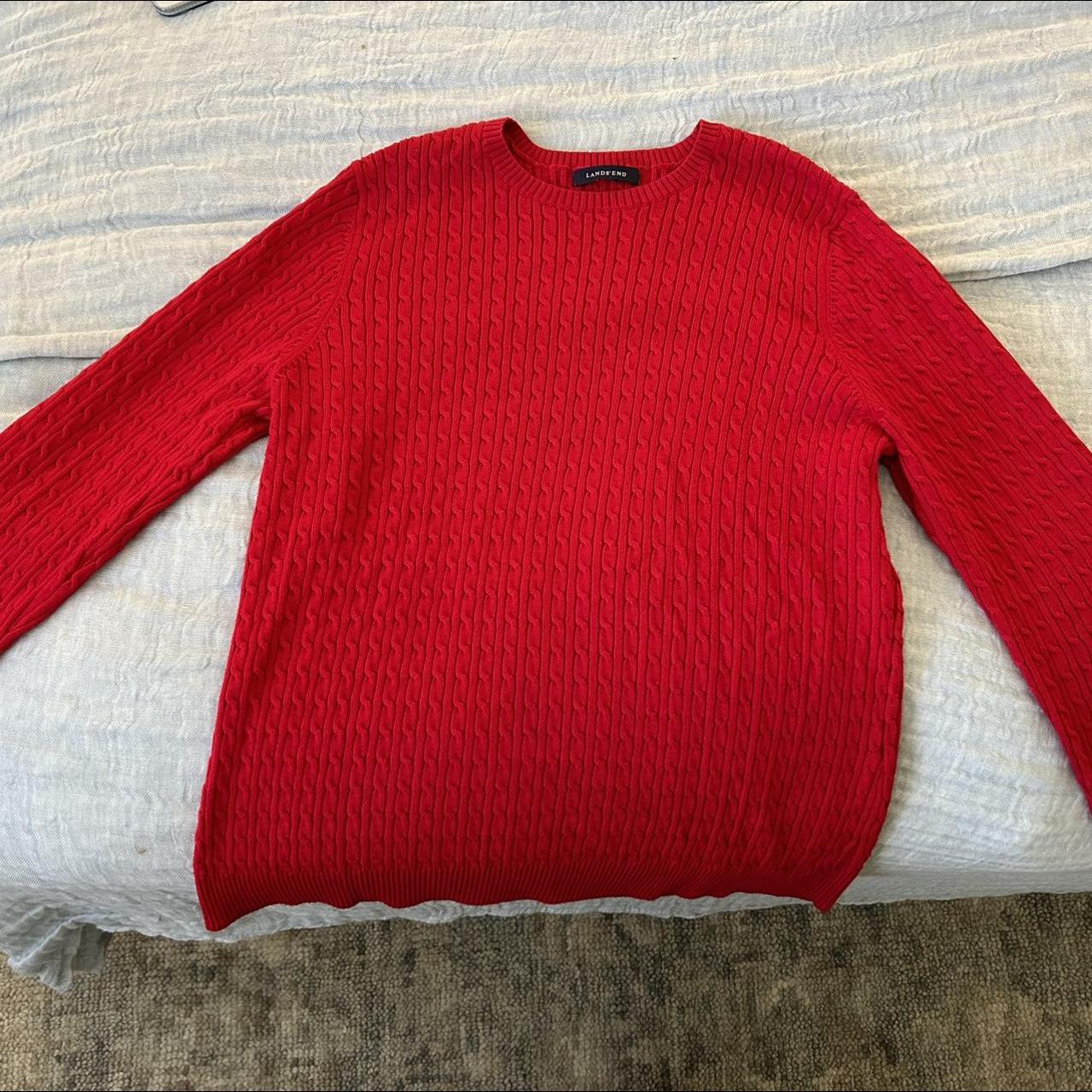 Land s End Red Sweater Super cute and very comfy Depop