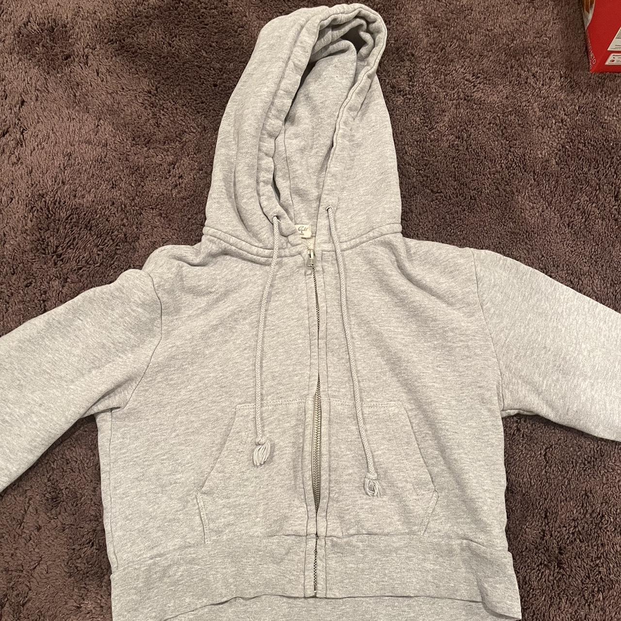 john galt grey crop zip up hoodie -soft and - Depop