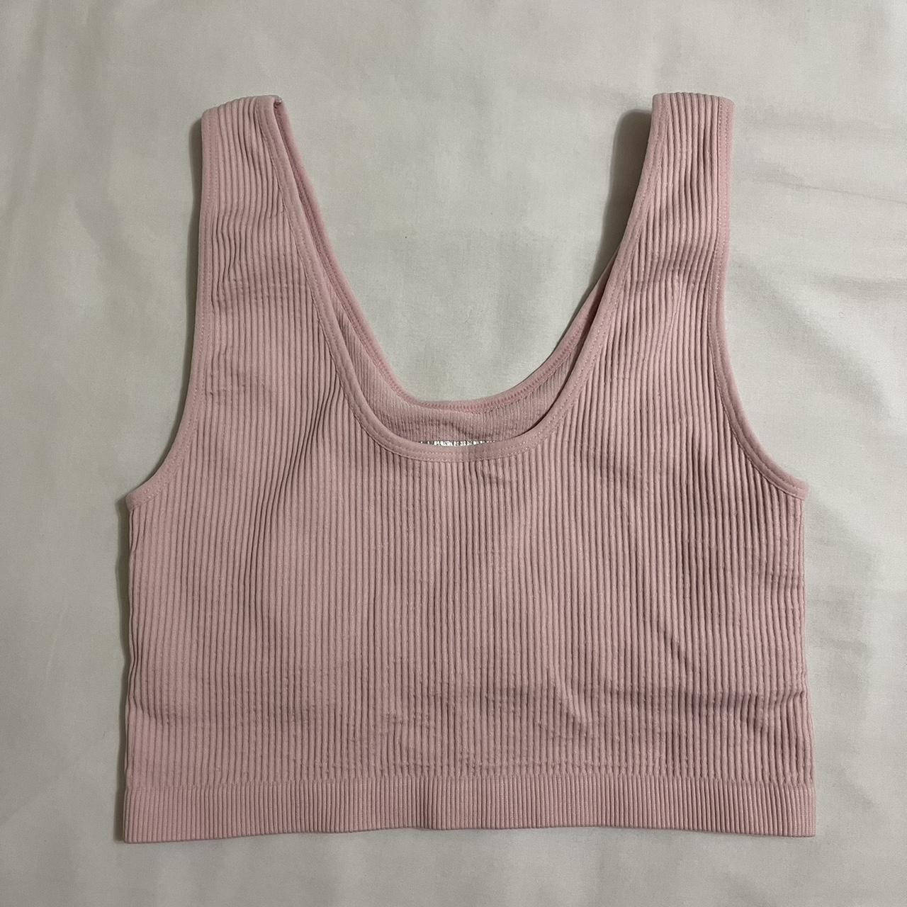 Baby pink ribbed workout top from Forever21! Has an... - Depop