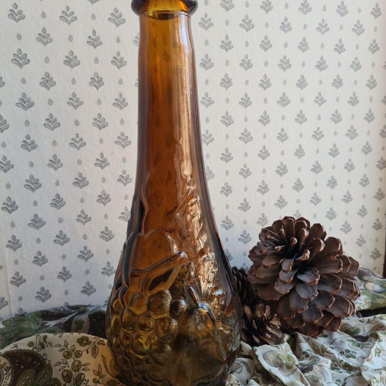 Vintage Retro Amber Glass Art Genie Bottle Dabs Depop