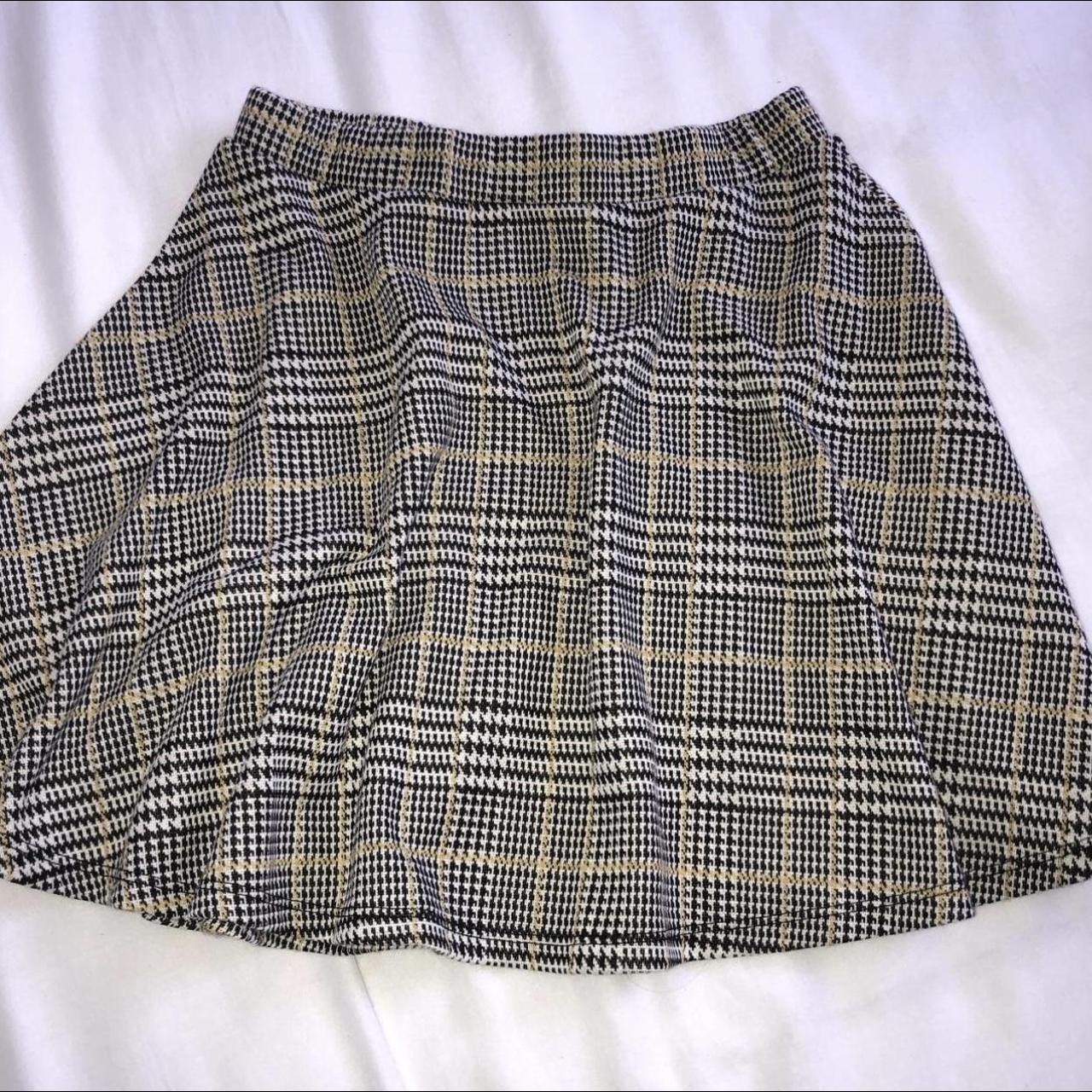 Black/mustard checked skirt from misguided. ... - Depop