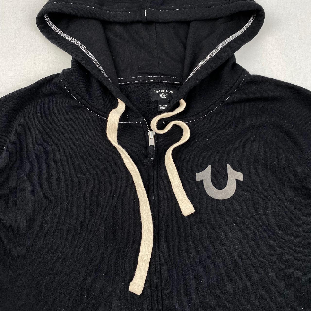 True Religion Men's Black Hoodie Depop