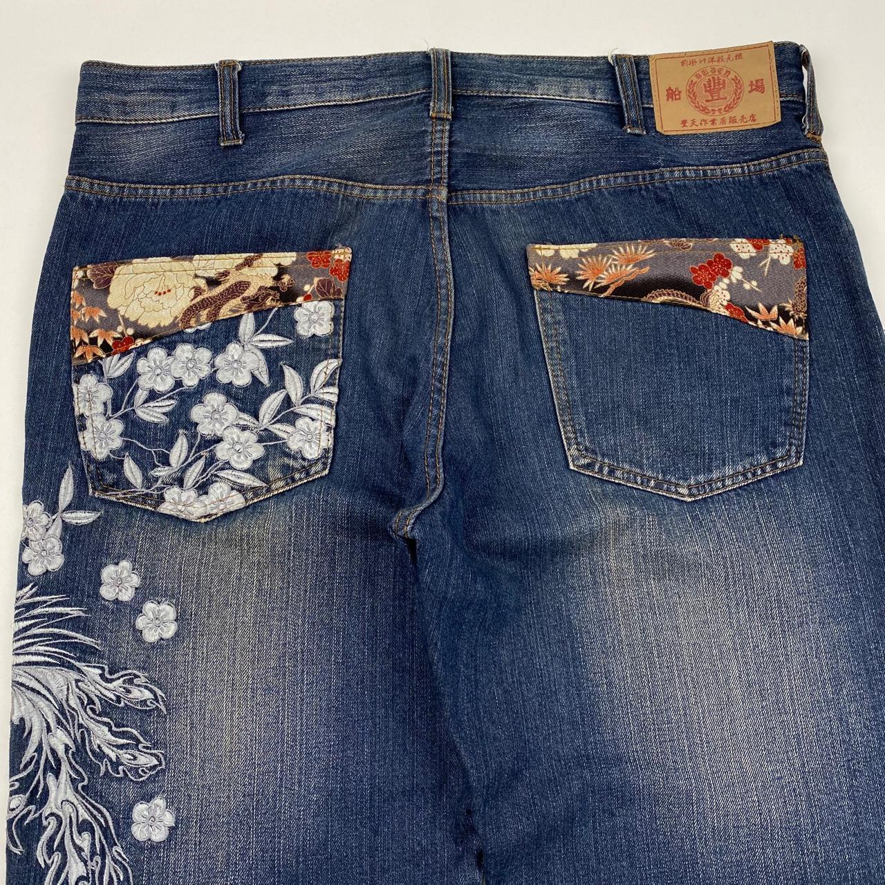 S-233 Authentic Vintage Embroidered Japanese Denim... - Depop