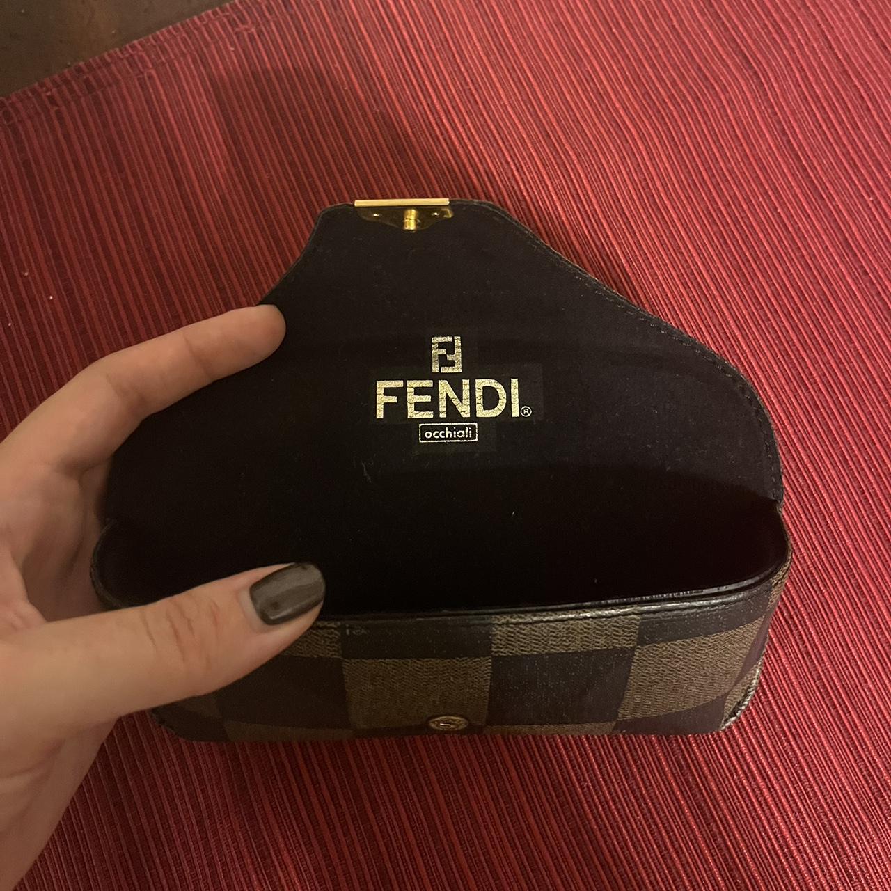 Fendi vintage brown checkered glasses case •great... - Depop