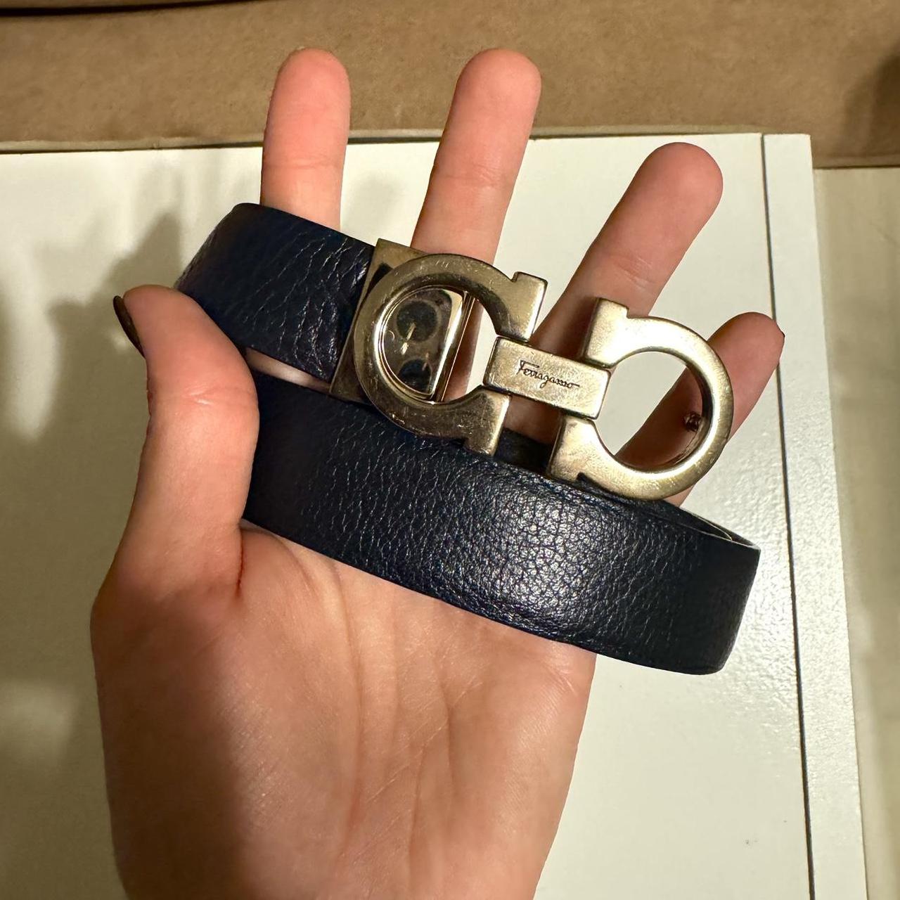 Ferragamo belt navy blue best sale