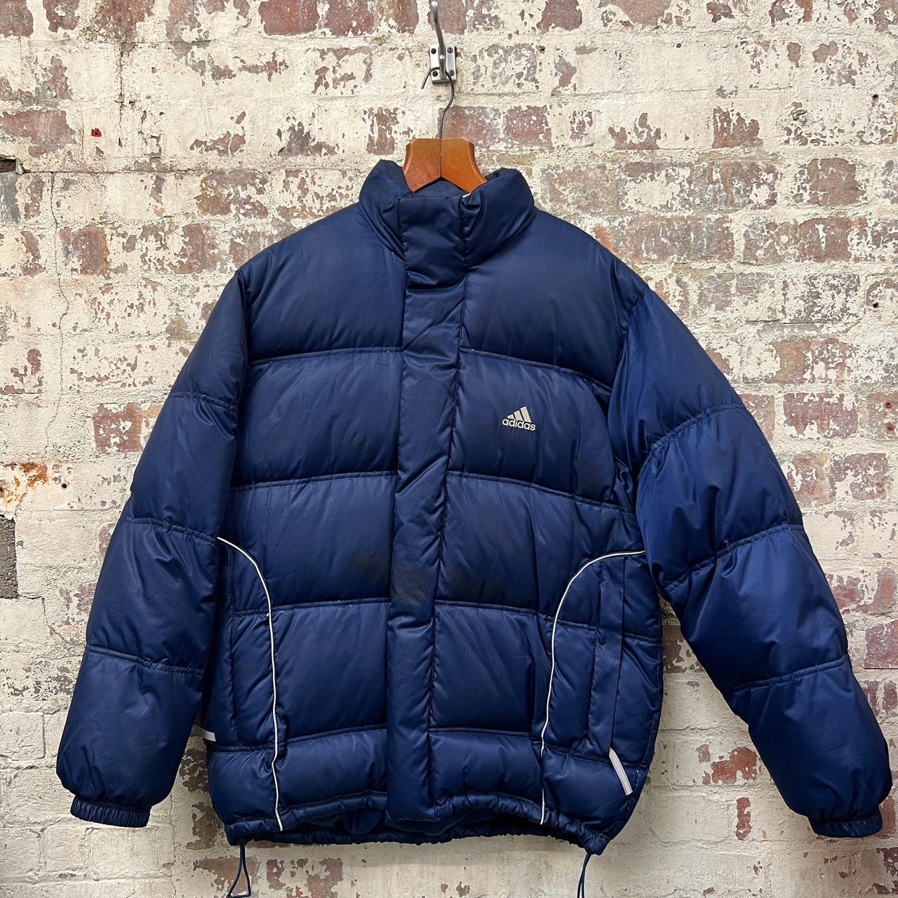 Vintage 1990s Navy Adidas Puffer Jacket Navy... - Depop