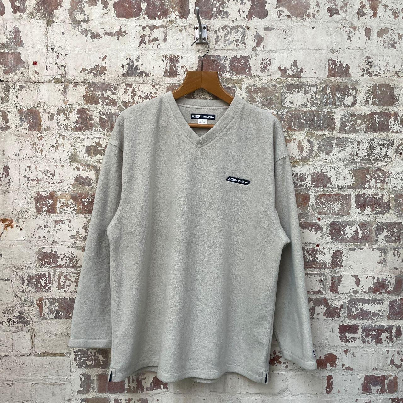 Vintage 1990s Cream Reebok Fleece Sweatshirt... Depop