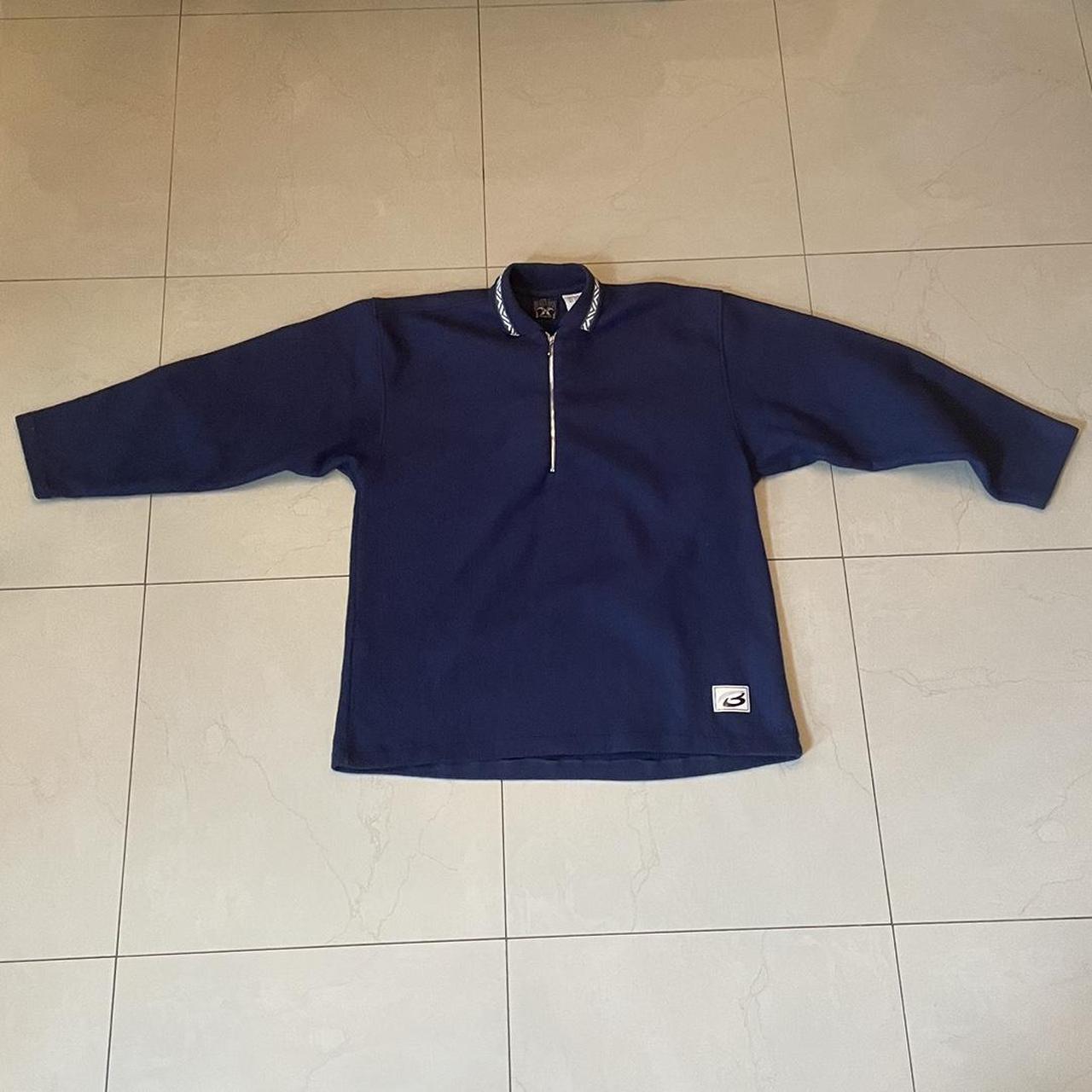 Vintage Bugle Boy Quarter Zip Fleece Jacket Navy... Depop