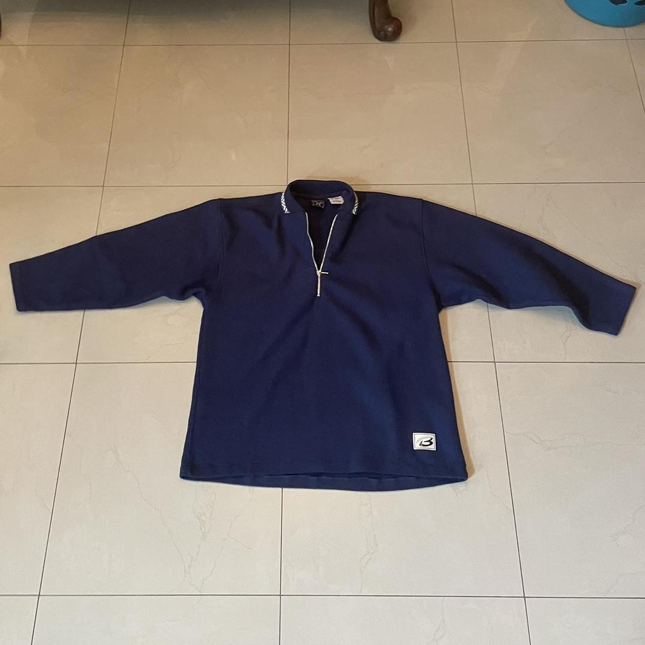 Vintage Bugle Boy Quarter Zip Fleece Jacket Navy... Depop