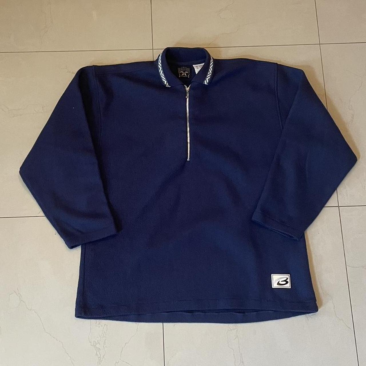 Vintage Bugle Boy Quarter Zip Fleece Jacket Navy... Depop