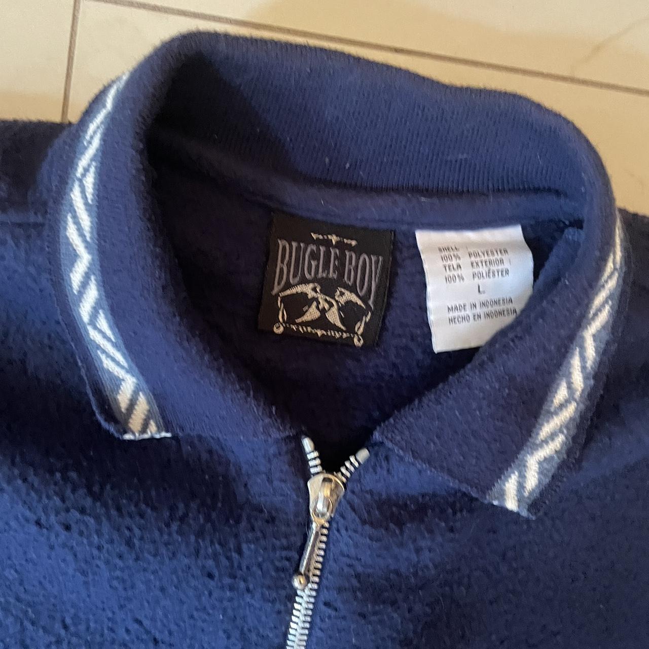 Vintage Bugle Boy Quarter Zip Fleece Jacket Navy... Depop