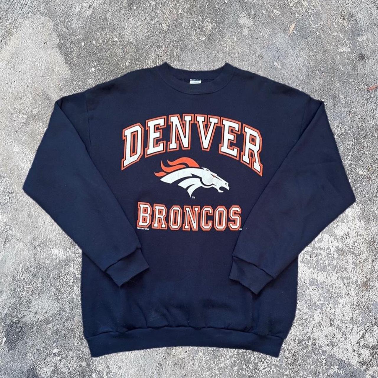 Denver Broncos Mens Size XL Orange NFL Crew Neck Sweatshirt Football Embroidered AFC West