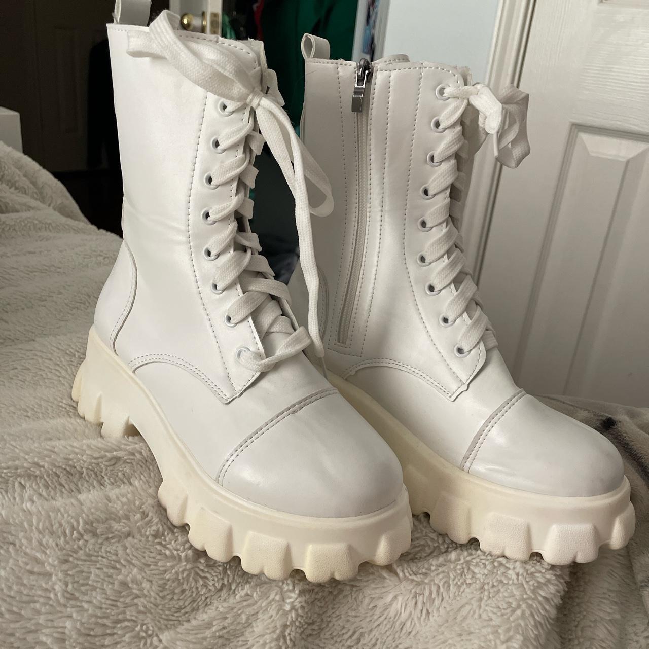 womens white platform boots
