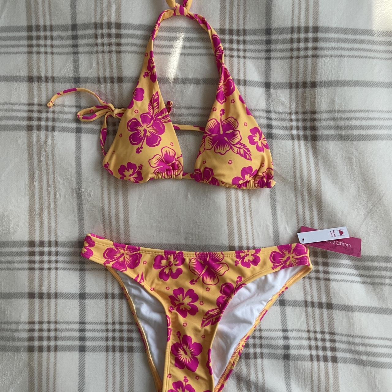 Target Women's Yellow and Pink Bikinisandtankinisets Depop
