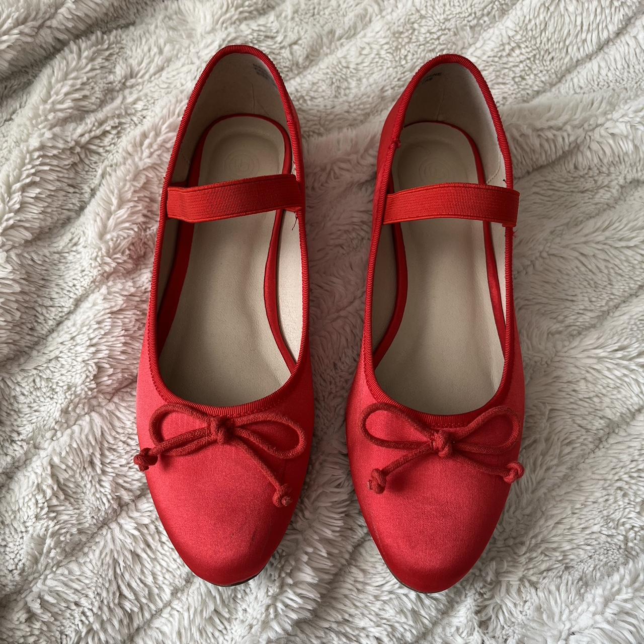 Urban Outfitters red satin ballet shoes. Only worn a... Depop