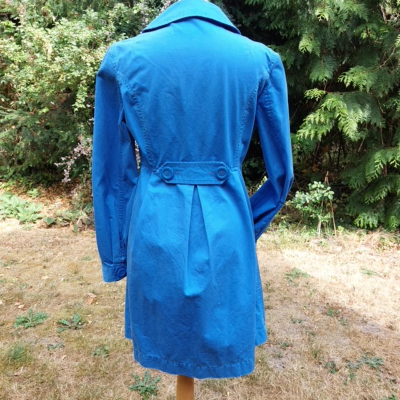 Bright blue fitted trench coat, a great allrounder... Depop