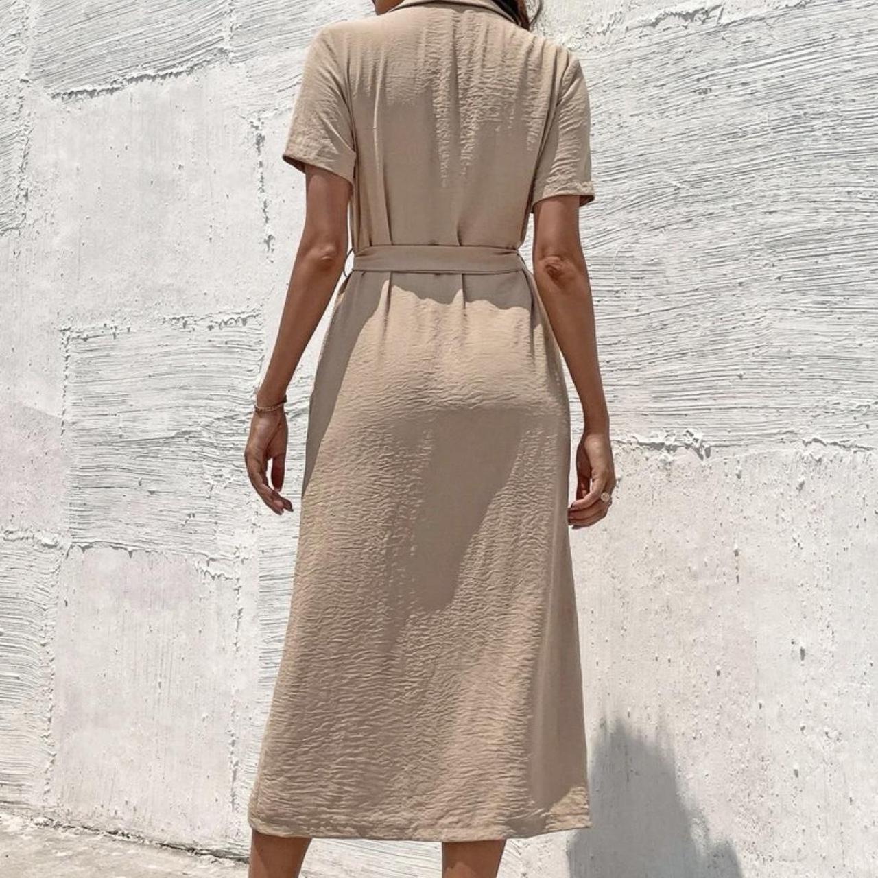 Women's Tan and Cream Dress Depop