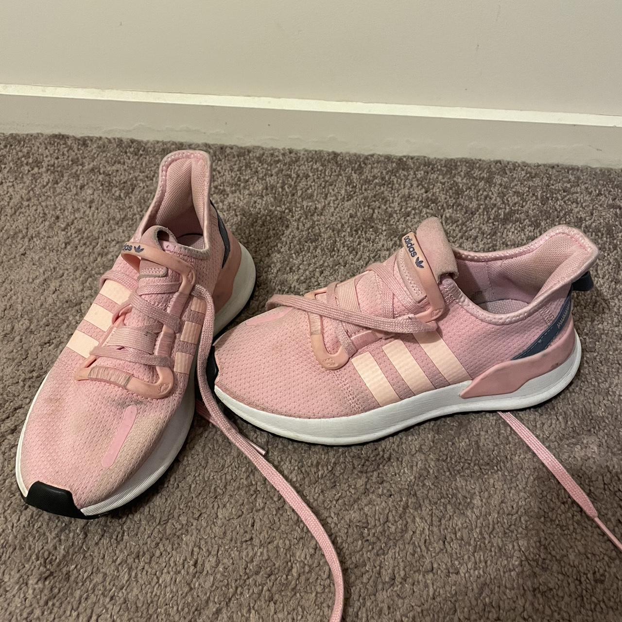 Pink adidas runners. Reads size US 6 but fit a 7 as. Depop